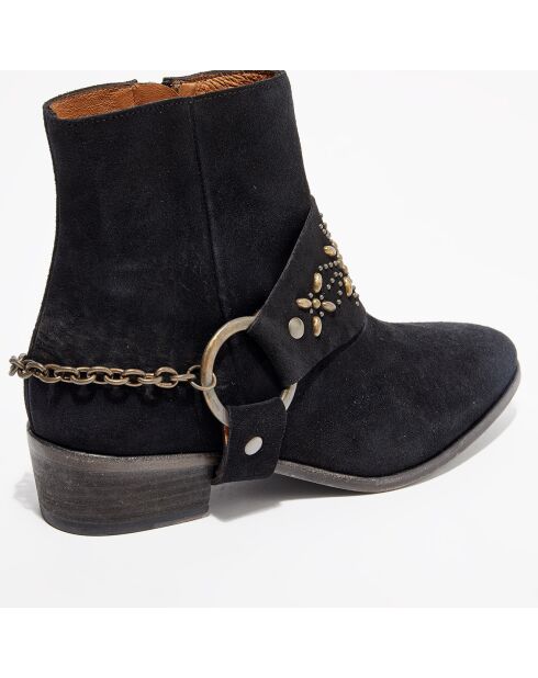 Bottines en Velours de Cuir Toots noir