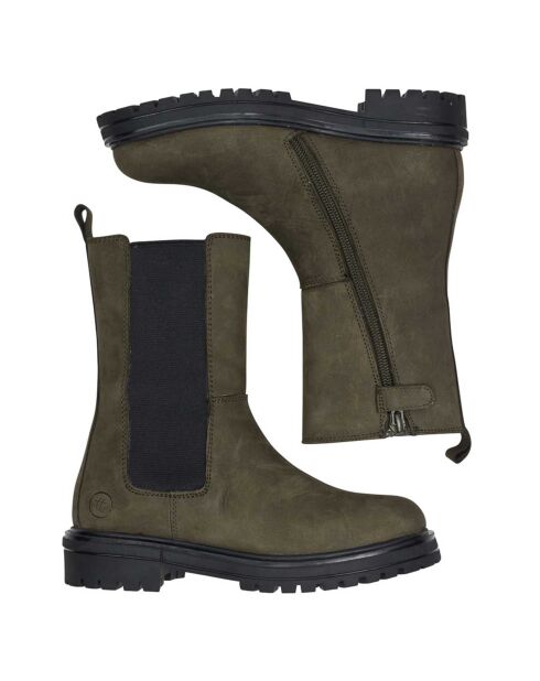 Boots en Cuir Cam kaki