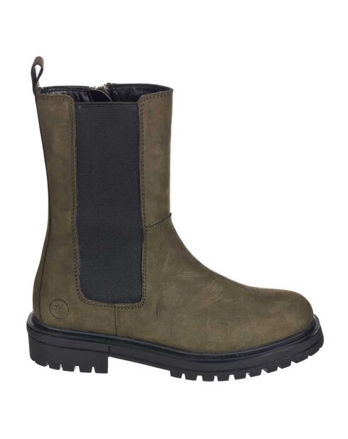 Boots en Cuir Cam kaki