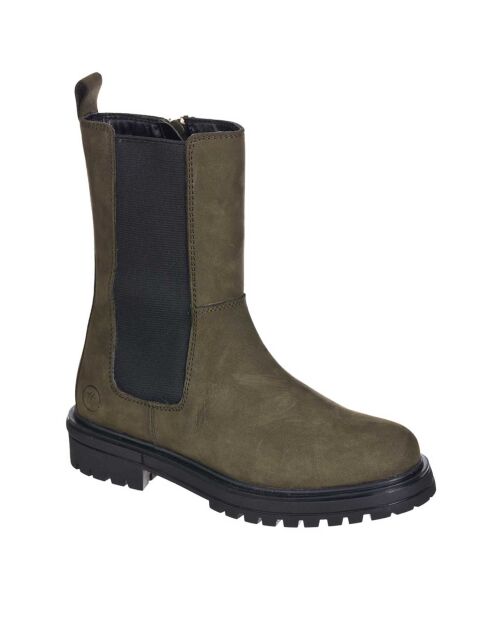Boots en Cuir Cam kaki