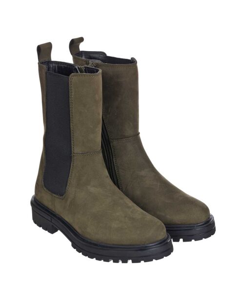 Boots en Cuir Cam kaki