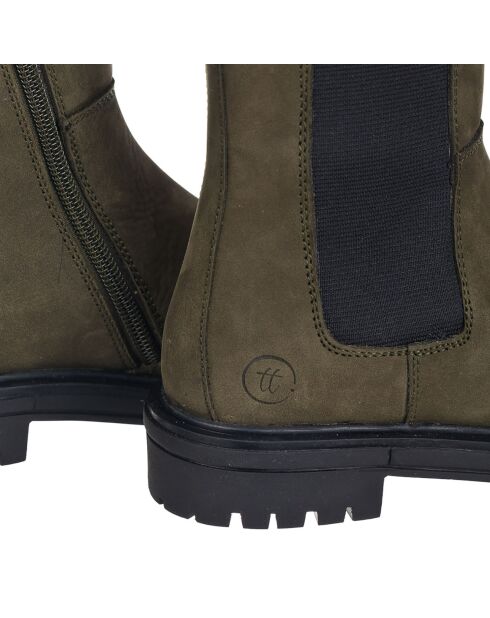 Boots en Cuir Cam kaki