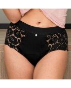 Culotte taille haute menstruelle en dentelle Bettina noire - flux moyen à abondant