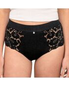 Culotte taille haute menstruelle en dentelle Bettina noire - flux moyen à abondant