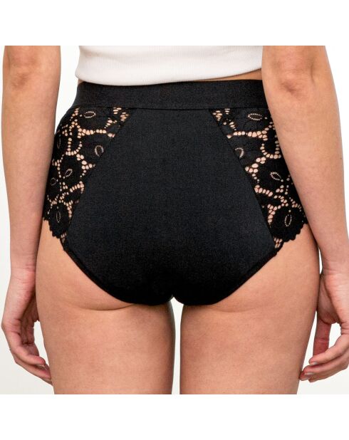 Culotte taille haute menstruelle en dentelle Bettina noire - flux moyen à abondant