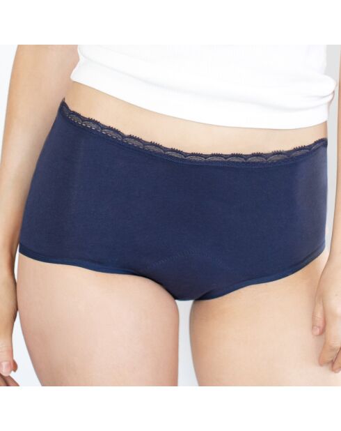 Culotte menstruelle taille haute bleu marine - flux moyen à abondant