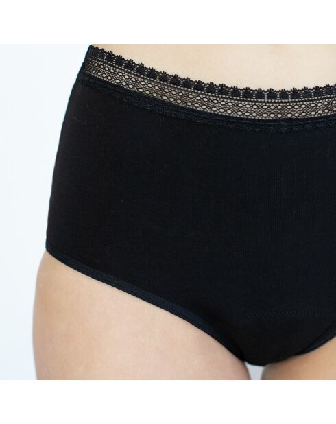 Culotte menstruelle en coton bio taille haute noir - flux moyen à abondant