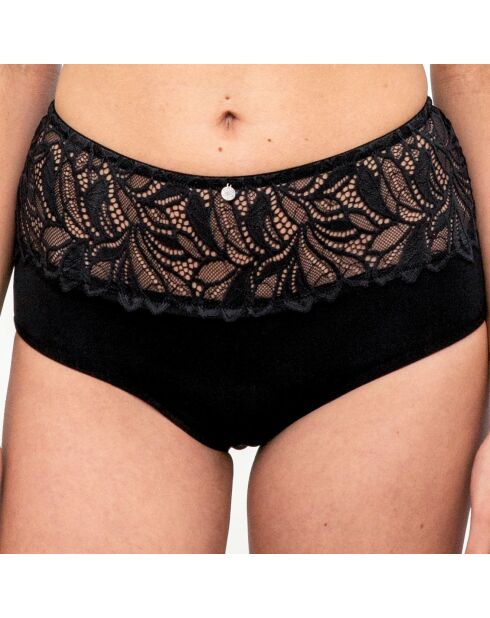 Rosana zwart kanten menstruatieslipje met hoge taille, middelmatige tot zware pasvorm