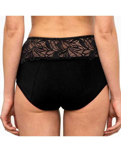 Rosana zwart kanten menstruatieslipje met hoge taille, middelmatige tot zware pasvorm