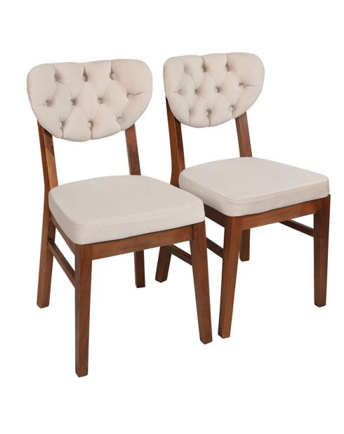 2 Chaises Elma noyer/beige - 86x41.5x43.5 cm
