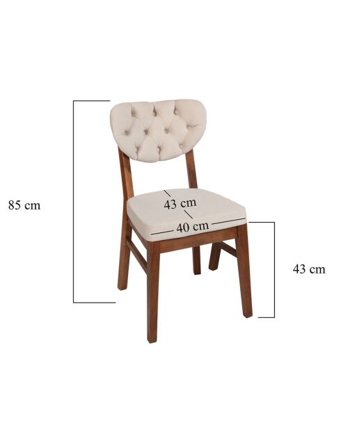 2 Chaises Elma noyer/beige - 86x41.5x43.5 cm