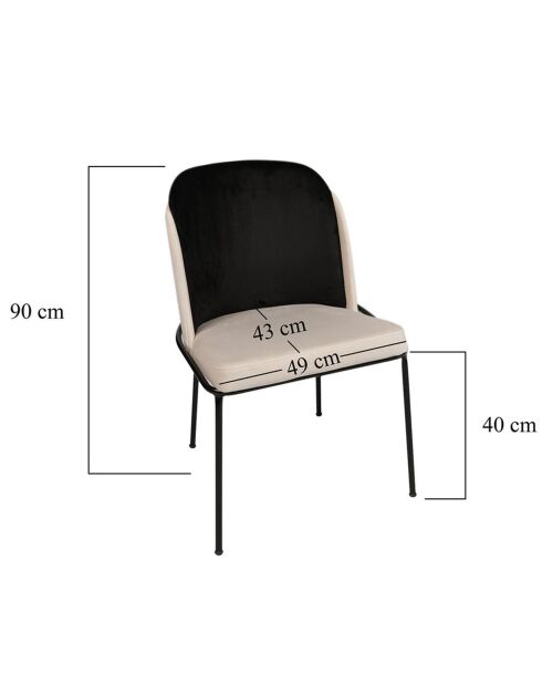 2 Chaises Dore noir/crème - 86x54x55 cm