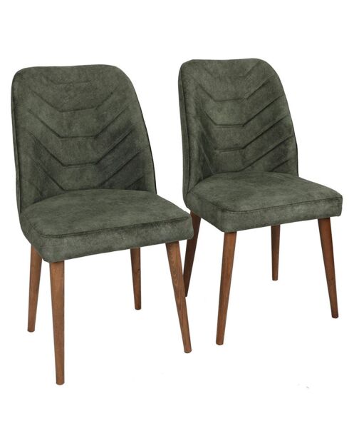 2 Chaises Dallas noyer/vert foncé - 90x50x49 cm