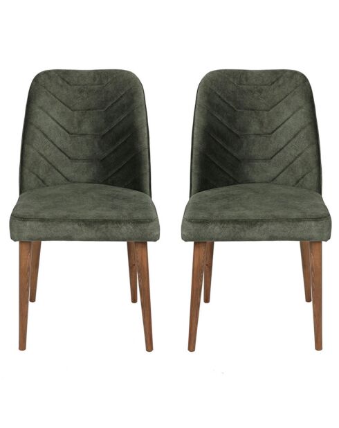 2 Chaises Dallas noyer/vert foncé - 90x50x49 cm