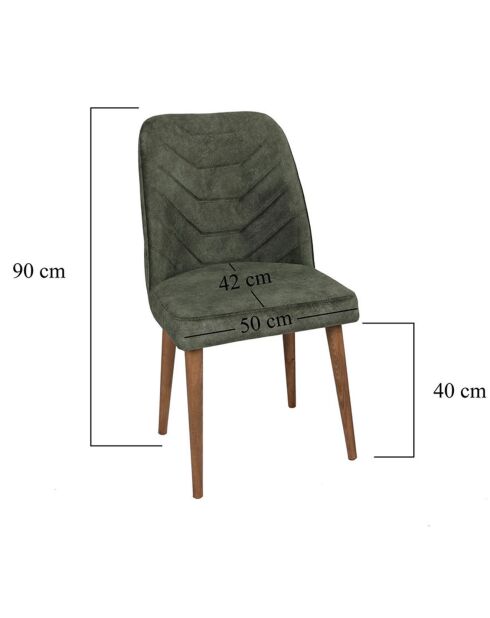 2 Chaises Dallas noyer/vert foncé - 90x50x49 cm