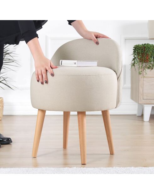 Chaise pouf Corvile crème - 64x48x42 cm