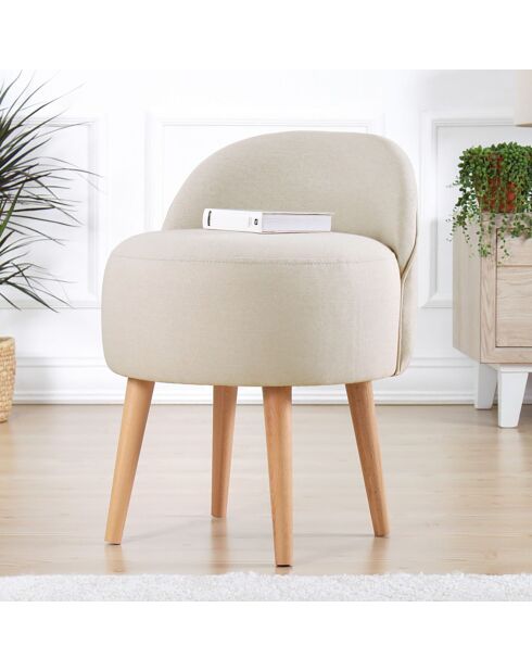 Chaise pouf Corvile crème - 64x48x42 cm