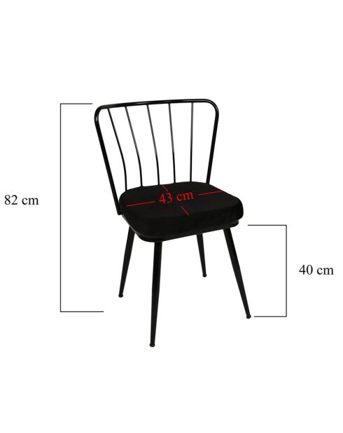 2 Chaises Yildiz noires - 82x43x42 cm