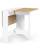 Table console pliable Edi 2/4 places blanc/hêtre - 27x76x75 cm