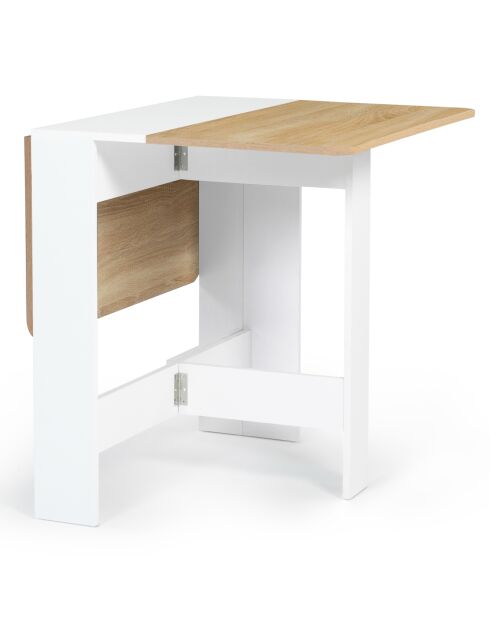 Table console pliable Edi 2/4 places blanc/hêtre - 27x76x75 cm