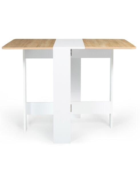 Table console pliable Edi 2/4 places blanc/hêtre - 27x76x75 cm