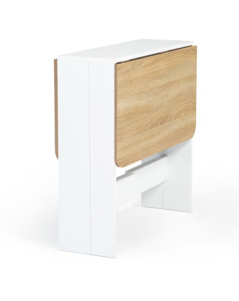 Table console pliable Edi 2/4 places blanc/hêtre - 27x76x75 cm