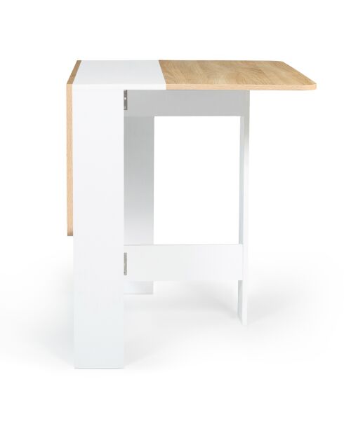 Table console pliable Edi 2/4 places blanc/hêtre - 27x76x75 cm