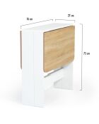 Table console pliable Edi 2/4 places blanc/hêtre - 27x76x75 cm