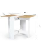 Table console pliable Edi 2/4 places blanc/hêtre - 27x76x75 cm