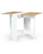 Table console pliable Edi 2/4 places blanc/hêtre - 27x76x75 cm