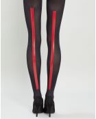 Collant opaque Fashion Baguette Arrière noir/rouge