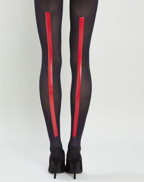 Collant opaque Fashion Baguette Arrière noir/rouge