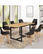 Table à manger extensible Memphis 6-8 personnes bois/noir - 80x78x78 cm