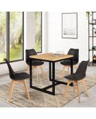Table à manger extensible Memphis 6-8 personnes bois/noir - 80x78x78 cm