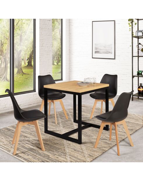 Table à manger extensible Memphis 6-8 personnes bois/noir - 80x78x78 cm