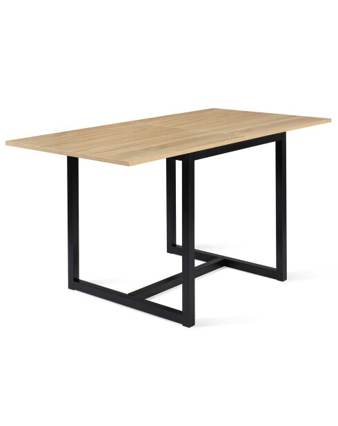 Table à manger extensible Memphis 6-8 personnes bois/noir - 80x78x78 cm