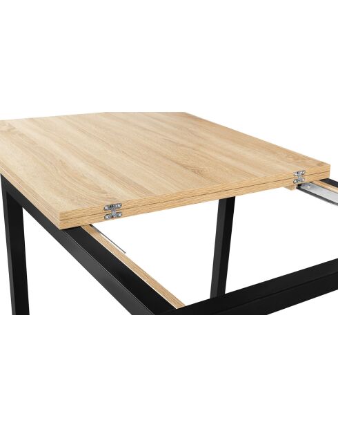 Table à manger extensible Memphis 6-8 personnes bois/noir - 80x78x78 cm