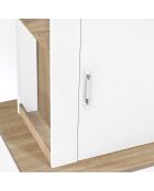 Ilot central avec rangements 6 personnes blanc/bois - 110x80x82 cm