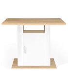 Ilot central avec rangements 6 personnes blanc/bois - 110x80x82 cm