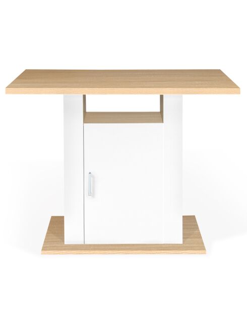 Ilot central avec rangements 6 personnes blanc/bois - 110x80x82 cm