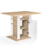 Ilot central avec rangements 6 personnes blanc/bois - 110x80x82 cm