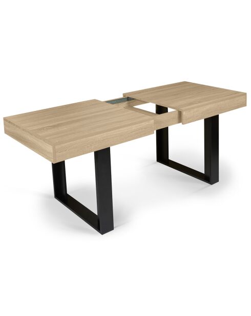 Table à manger extensible Brixton bois/noir - 160-200x80x75 cm