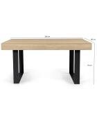 Table à manger extensible Brixton bois/noir - 160-200x80x75 cm