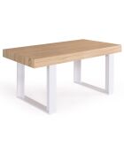 Table à manger extensible Brixton 10 personnes bois/blanc - 160-200x80x75 cm