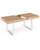 Table à manger extensible Brixton 10 personnes bois/blanc - 160-200x80x75 cm