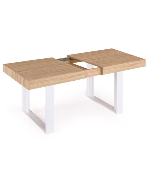 Table à manger extensible Brixton 10 personnes bois/blanc - 160-200x80x75 cm