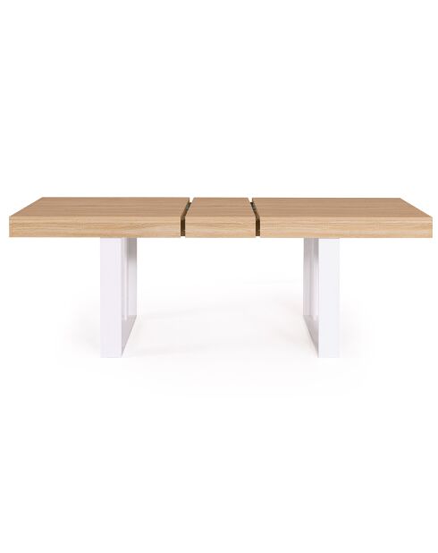 Table à manger extensible Brixton 10 personnes bois/blanc - 160-200x80x75 cm