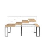 Console extensible Memphis bois/noir - 235x90x75 cm