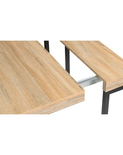 Console extensible Memphis bois/noir - 235x90x75 cm