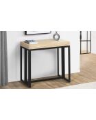 Console extensible Memphis bois/noir - 235x90x75 cm